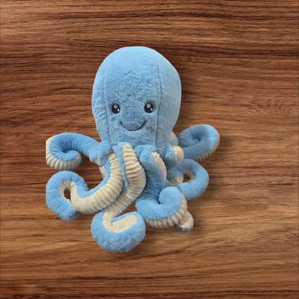 Blue Plush Smiling Octopus Stuffed Animal Toy 16" Soft Squishy Tentacles Baby Gi